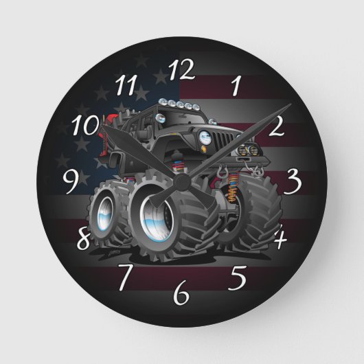 Off road 4x4 cartoon ronde klok (Voorkant)