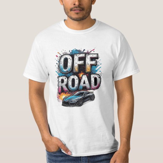 🏁 Off Road Adrenaline Racende Auto Graffiti T-shirt (Voorkant)