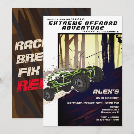 Off Road Adventure ATV UTV Extreme Sports Car Club Kaart (Voorkant / Achterkant)