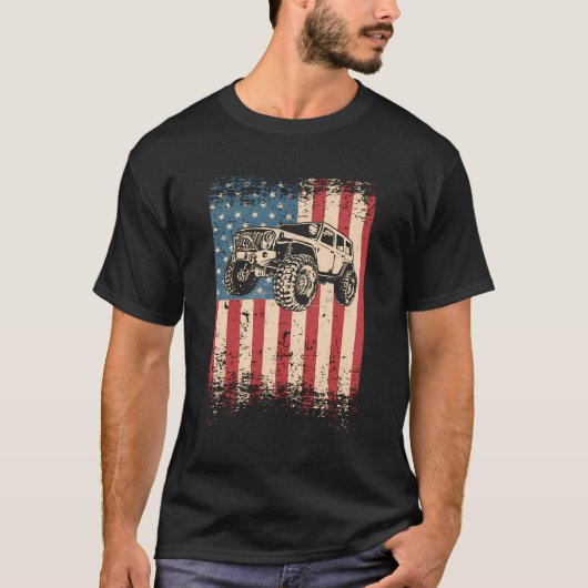 Off Road Amerikaanse VS vlag 4x4 modderen T-shirt (Voorkant)