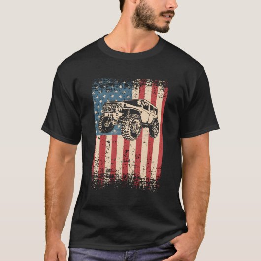 Off Road Amerikaanse VS vlag 4x4 modderen T-shirt (Voorkant)
