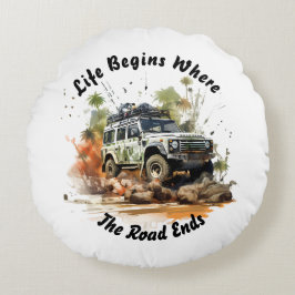 Off-road auto avontuur rond Sierkussen Rond Kussen