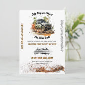 Off-road auto avontuur uitnodiging (Staand voorkant)