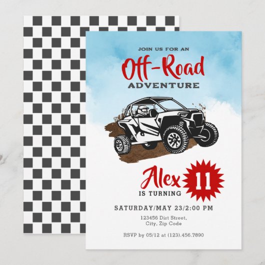 Off Road Avontuur ATV Monster Truck Verjaardag Kaart (Voorkant / Achterkant)