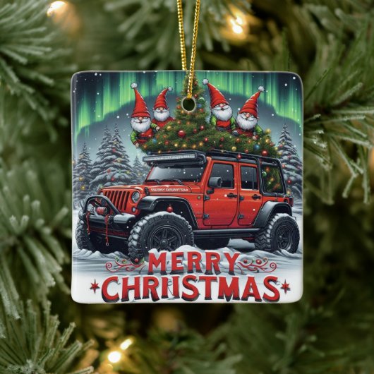 Off-road kabouters Kerstmis Keramisch Ornament (Boom)