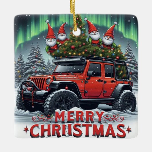 Off-road kabouters Kerstmis Keramisch Ornament (Voorkant)