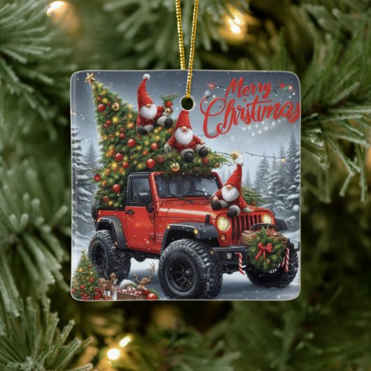 Off-road kerstkabouters keramisch ornament (Boom)