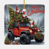 Off-road kerstkabouters keramisch ornament (Achterkant)