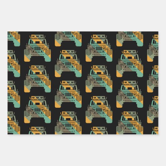 Off Road Retro Style 4x4 Auto Lover Offroad Inpakpapier Vel (Voorkant 3)