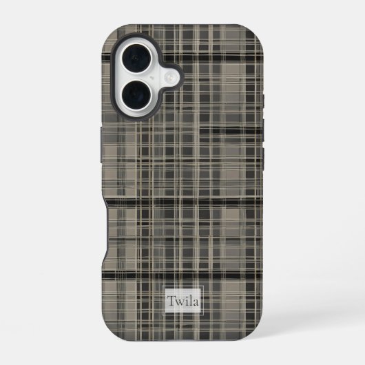 Off-set Modern Plaid Grijs iPhone 16 Hoesje (Achterkant)