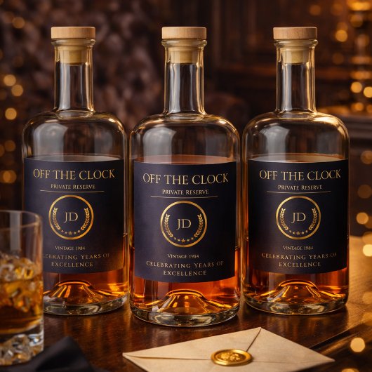 Off the Clock Retirement Private Reserve Label Likeurfles Etiket