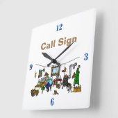 Off The Grid Ham Radio Shack Wall Clock Vierkante Klok (Hoek)