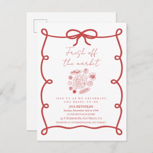 Off The Market Bridal Shower Invitation Template Uitnodiging Briefkaart (Voorkant / Achterkant)