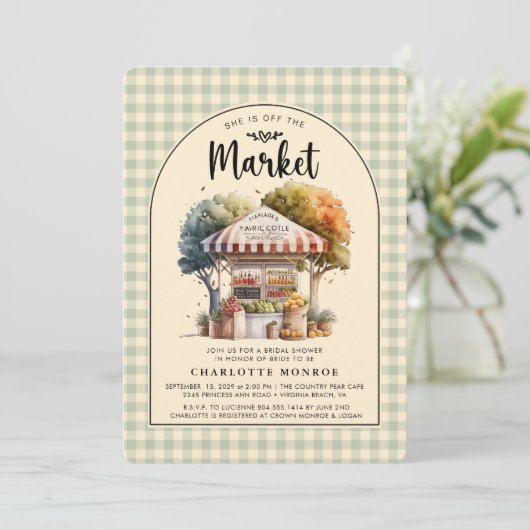 Off the Market Bridal Shower Uitnodiging (Staand voorkant)