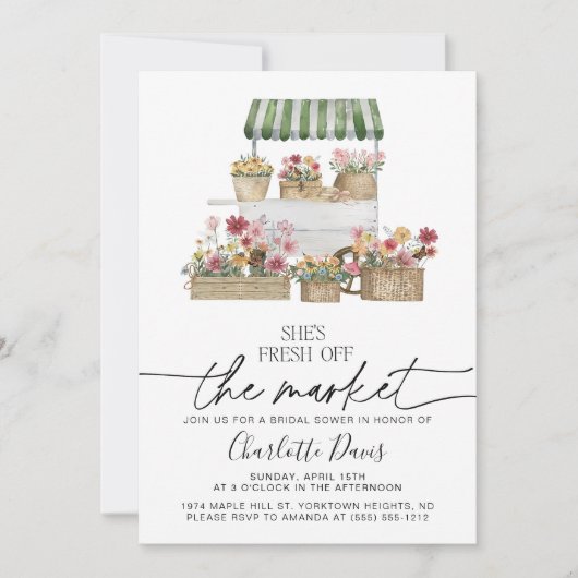 Off the Market Bruids Douche Uitnodiging boer (Voorkant)