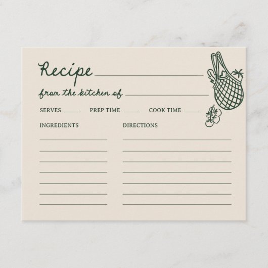 Off The Market Hand Drawn Bridal Shower Recipe Informatiekaartje (Voorkant)