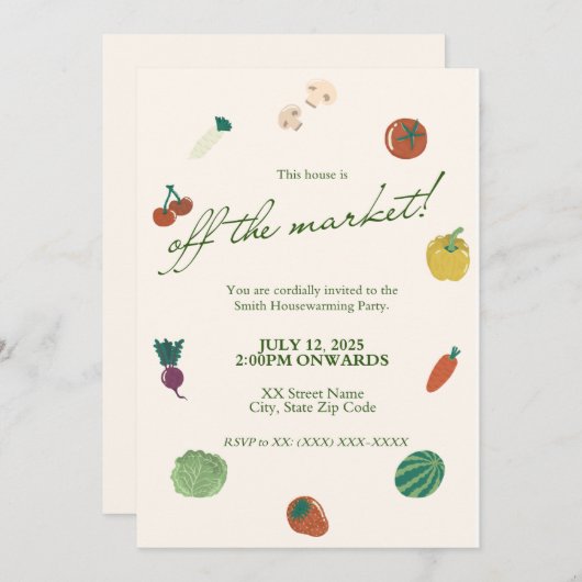Off the Market Housewarming Party Invitation Kaart (Voorkant / Achterkant)