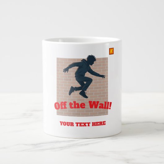 "Off The Wall" mok met aanpasbare naam (Voorkant)