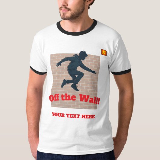 "Off The Wall" T-shirt met aanpasbare naam (Voorkant)