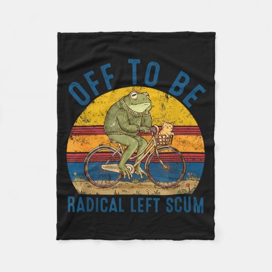 Off to be radical left scum frog riding bicycle fleece deken (Voorkant)