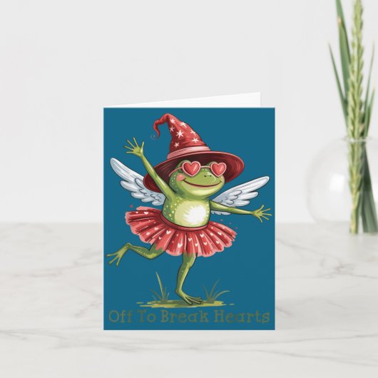 Off To Break Hearts Funny Frog Valentines Women Gi Kaart (Voorkant)