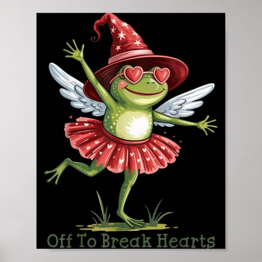 Off To Break Hearts Funny Frog Valentines Women Gi Poster (Voorkant)