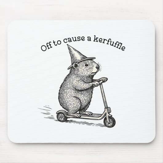 Off To Cause A Kerfuffle Capybara Scooter Chaos Fu Muismat (Voorkant)