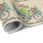 Off To Cause A Kerfuffle Frog Christmas Funny Meme Cadeaupapier (Rol Hoek)