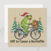 Off To Cause A Kerfuffle Frog Christmas Funny Meme Feestdagenkaart (Voorkant / Achterkant)