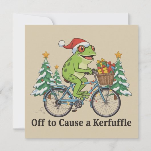 Off To Cause A Kerfuffle Frog Christmas Funny Meme Feestdagenkaart (Voorkant)