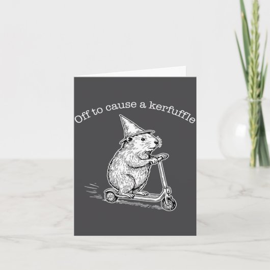 Off To Cause A Kerfuffle Funny Capybara Scooter Ch Kaart (Voorkant)
