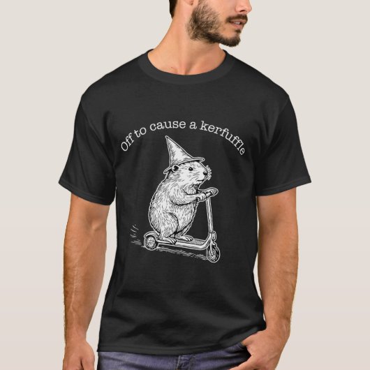 Off To Cause A Kerfuffle Funny Capybara Scooter Ch T-shirt (Voorkant)