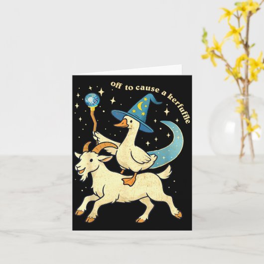 Off To Cause A Kerfuffle Funny Chaotic Weird Anima Kaart (Gele Bloem)