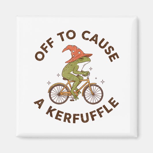 Off To Cause A Kerfuffle Funny Cowboy Frog Meme  Magneet (Voorkant)