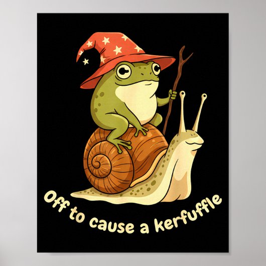 Off To Cause A Kerfuffle Funny Cowboy Frog Meme Poster (Voorkant)