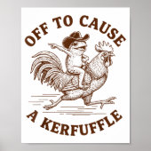 Off To Cause A Kerfuffle Funny Cowboy Frog Riding Poster (Voorkant)