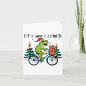 Off To Cause A Kerfuffle Funny Frog Santa Christma Kaart (Voorkant)