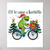 Off To Cause A Kerfuffle Funny Frog Santa Christma Poster (Voorkant)