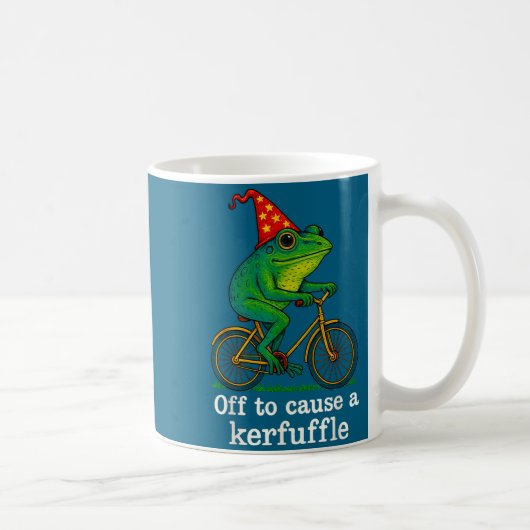 Off To Cause A Kerfuffle Funny Frog Wizard Bicycle Koffiemok (Rechts)