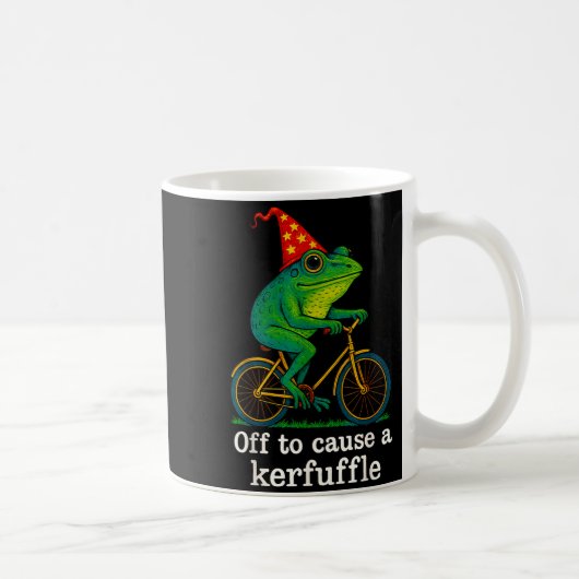 Off To Cause A Kerfuffle Funny Frog Wizard Bicycle Koffiemok (Rechts)