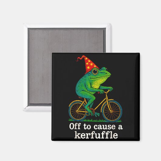 Off To Cause A Kerfuffle Funny Frog Wizard Bicycle Magneet (Voorkant / Achterkant)