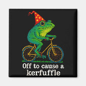 Off To Cause A Kerfuffle Funny Frog Wizard Bicycle Magneet (Voorkant)