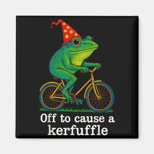 Off To Cause A Kerfuffle Funny Frog Wizard Bicycle Magneet (Voorkant)