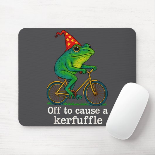 Off To Cause A Kerfuffle Funny Frog Wizard Bicycle Muismat (Met muis)