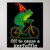 Off To Cause A Kerfuffle Funny Frog Wizard Bicycle Poster (Voorkant)