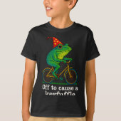 Off To Cause A Kerfuffle Funny Frog Wizard Bicycle T-shirt (Voorkant)