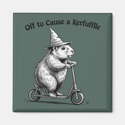 Off To Cause A Kerfuffle Funny Groundhog Scooter Magneet (Voorkant)