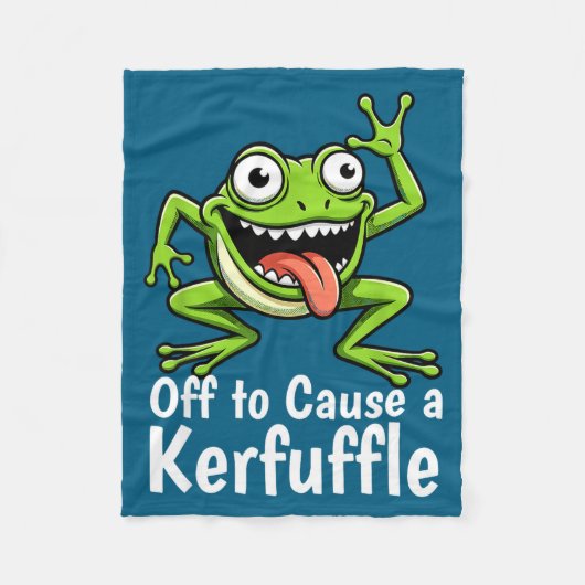 Off To Cause A Kerfuffle Funny Meme Frog Mischief  Fleece Deken (Voorkant)
