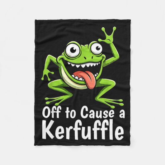 Off To Cause A Kerfuffle Funny Meme Frog Mischief  Fleece Deken (Voorkant)