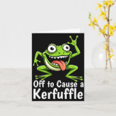 Off To Cause A Kerfuffle Funny Meme Frog Mischief  Kaart (Gele Bloem)